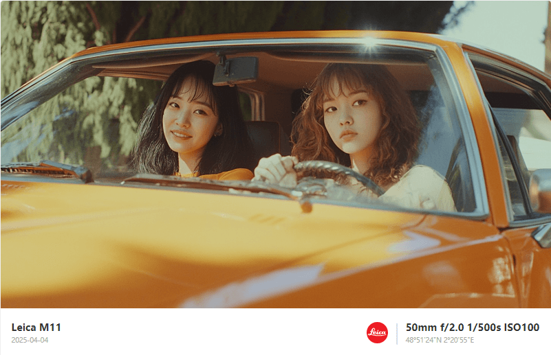 Portrait photo with Leica style watermark